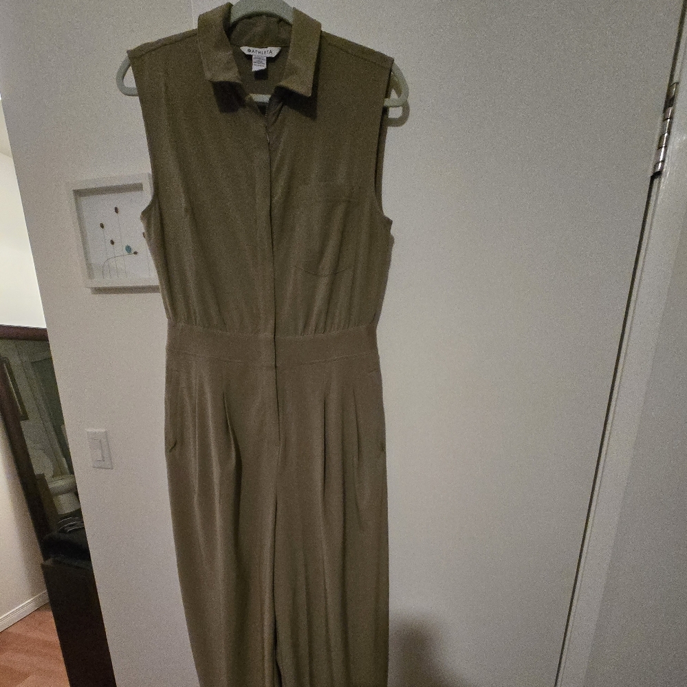 Athleta Olive Green Sleeveless Jumpsuit
